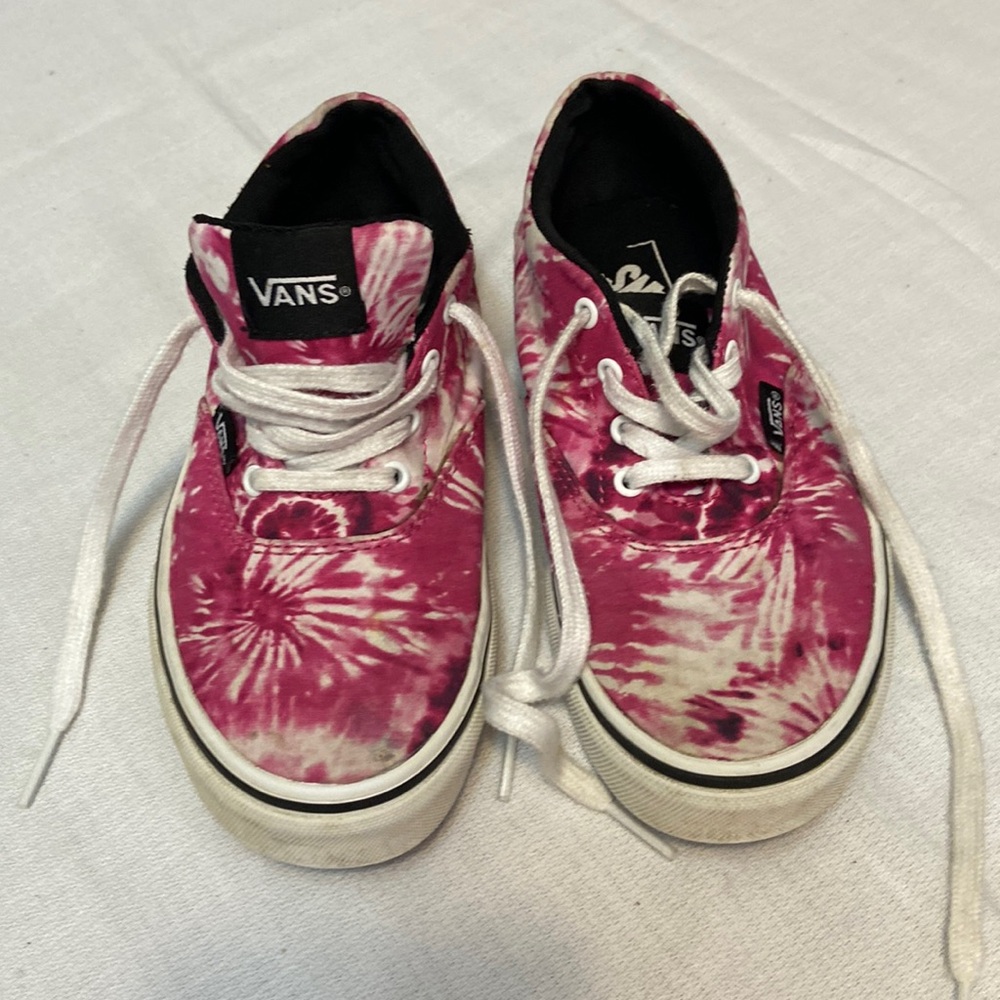Girls Pink Tie Dye Vans Lace Up Sneakers - Excellent Used Condition! Size 2